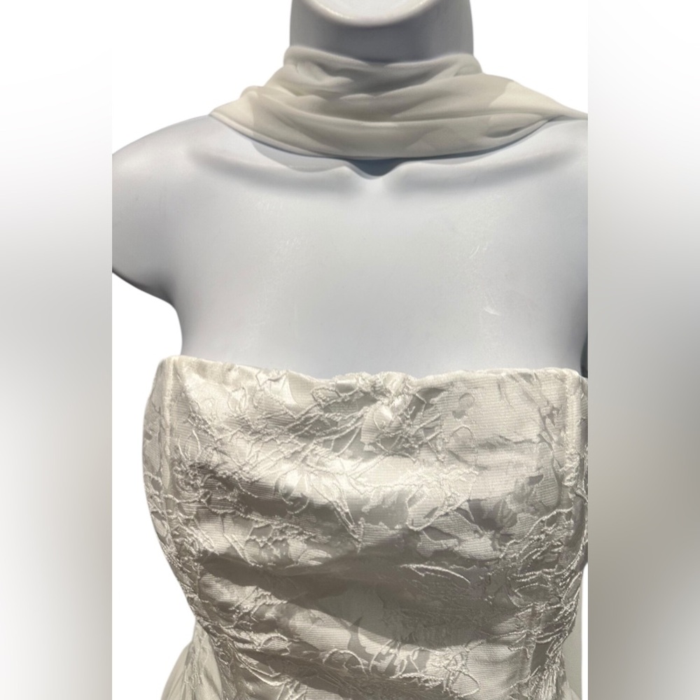 Lulus Laubrey White Floral Jacquard Mini Dress and Scarf Set Size Medium NWT - Picture 5 of 16